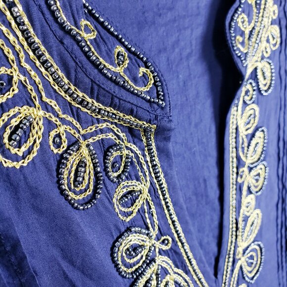 Lilly Pulitzer Sarasota Beaded Embroidered Tunic Top Navy S Resort Boho Preppy - Picture 5 of 12